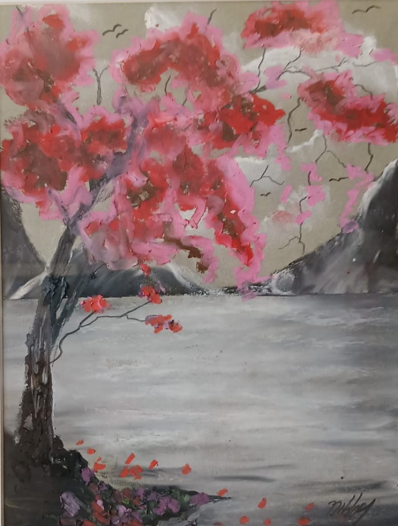 Blossom, Still Water — hand-painted, soft pastel & acrylic on paper