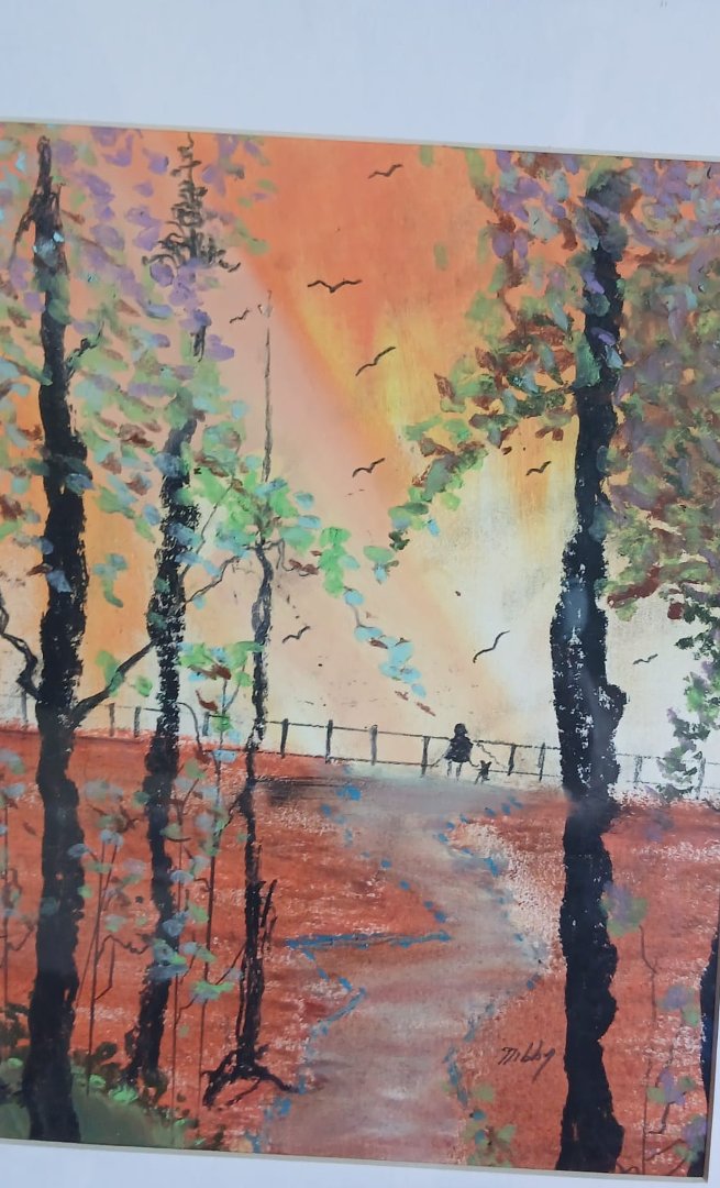Evening Walk — hand-painted, soft pastel on paper